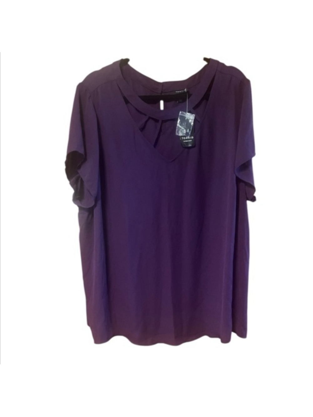Torrid Georgette Cage Neck Purple Top NWT‎ - Picture 2 of 9